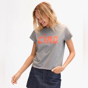 Clare V. Classic Tee Gray Orange Ciao Small
